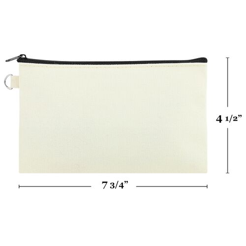 Small Cotton Canvas Zipper Pencil Case Bag Flat Pouch – 7 3/4″ x 4 1/2″ Thumbnail